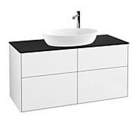 Villeroy und Boch Finion Villeroy und Boch F91200GF 120x60,3cm, plaque de recouvrement noir mat, laqué blanc brillant