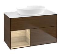 Villeroy & Boch V&B Meuble sous-lavabo Finion 100, plaque de fixation blanche, tiroir Oa ven, wal ven Quantité:1