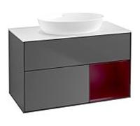 Villeroy und Boch Finion Villeroy und Boch FA21HBGK 100cm, plaque de recouvrement blanc mat, étagères Peony laqué mat, anthracite mat