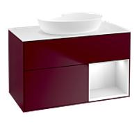 Villeroy und Boch Finion Villeroy und Boch FA21MTHB 100cm, plaque de recouvrement blanc mat, étagères laqué blanc mat, Peony Matt