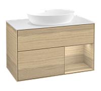 Villeroy & Boch V&B Meuble sous-lavabo Finion 100, plaque de recouvrement blanche, tiroir Oa ven, Oa ven Quantité:1