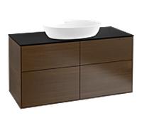 Villeroy und Boch Finion Villeroy und Boch FA3200GN 120x60.3cm, plaque de recouvrement noir mat, placage noyer