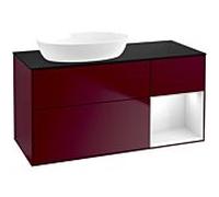 Villeroy und Boch Finion Villeroy und Boch FA52GFHB 120cm, plaque de finition noire mate, étagères Peony Matt blanc brillant, Peony Matt