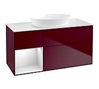 Villeroy und Boch Finion Villeroy und Boch FA61MTHB 120cm, plaque de recouvrement blanc mat, étagères laqué blanc mat, Peony Matt