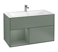 Villeroy und Boch Finion Villeroy und Boch G030GMGM 99,6x59,1cm, éclairage mural, étagère à gauche Olive Matt Lacquer , Olive Matt Lacquer
