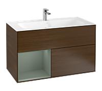 Villeroy und Boch Finion Villeroy und Boch G030GMGN 99,6x59,1cm, éclairage mural, étagère à gauche Olive Matt Lacquer , placage Olive Matt Lacquer