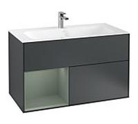 Villeroy und Boch Finion Villeroy und Boch G030GMHG 99,6x59,1cm, éclairage mural, étagère à gauche Olive Matt Lacquer , Midnight Blue Matt Lacquer