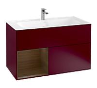 Villeroy und Boch Finion Villeroy und Boch G030GNHB 99,6x59,1cm, éclairage mural, étagère à gauche placage noyer, Peony Matt