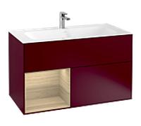 Villeroy und Boch Finion Villeroy und Boch G030PCHB 99,6x59,1cm, éclairage mural, étagère à gauche Oak Veneer , Peony Matt
