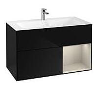 Villeroy et Boch Finion Villeroy et Boch G040HHPH 99,6x59,1cm, Emotion, étagère à droite Sand Matt, Glossy Black Lacquer