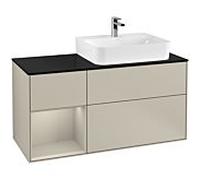 Villeroy et Boch Finion Villeroy et Boch G142HHHH 120cm, plaque de finition noire mate, Emotion, étagère à gauche Sand Matt Lacquer , Sand Matt Lacquer