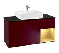 Villeroy und Boch Finion Villeroy und Boch G172HFHB 120cm, plaque de finition noir mat, Emotion, étagère droite or mat, Peony Matt