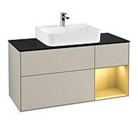 Villeroy et Boch Finion Villeroy et Boch G172HFHH 120cm, plaque de finition noir mat, Emotion, étagère droite or mat, Sand Matt Lacquer