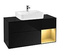 Villeroy et Boch Finion Villeroy et Boch G172HFPH 120cm, plaque de finition noir mat, Emotion, étagère à droite or mat, Glossy Black Lacquer