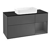 Villeroy und Boch Finion Villeroy und Boch G302GKGK 120cm, plaque de finition noir mat, Emotion, étagère à droite Anthracite mat, Anthracite mat