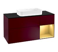 Villeroy und Boch Finion Villeroy und Boch G302HFHB 120cm, plaque de finition noir mat, Emotion, étagère droite or mat, Peony Matt