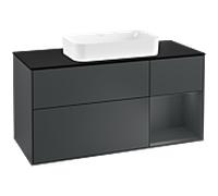 Villeroy und Boch Finion Villeroy und Boch G302HGHG 120cm, plaque de finition noir mat, Emotion, étagère à droite Midnight Blue Matt Lacquer , Midnight Blue Matt Lacquer
