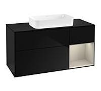 Villeroy und Boch Finion Villeroy und Boch G302HHPH 120cm, plaque de finition noir mat, émotion, étagère à droite Sand mat, Glossy Black Lacquer