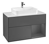 Villeroy und Boch Finion Villeroy und Boch G371GKGK 100cm, plaque de recouvrement blanc mat, Emotion, étagère à droite Anthracite mat, Anthracite mat