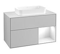 Villeroy und Boch Finion Villeroy und Boch G661GFGJ 100x60.3x50.1cm, étagère à droite laqué blanc brillant, gris clair mat