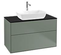 Villeroy & Boch V&B Meuble sous lavabo Éclairage mural Finion 100x60,3cm, plaque abd. bleue m, olivier m laqué Quantité:1