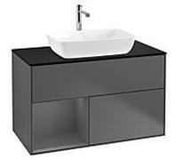 Villeroy und Boch Finion Villeroy und Boch G772GKGK 100cm, plaque de recouvrement noir mat, Emotion, étagères Laque anthracite mat, Anthracite mat