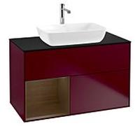 Villeroy und Boch Finion Villeroy und Boch G772GNHB 100cm, plaque de finition noir mat, émotion, étagères Walnut Veneer , Peony Matt