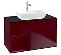 Villeroy und Boch Finion Villeroy und Boch G772HBHB 100cm, couvercle noir mat, Emotion, étagères Peony laqué mat, Peony Matt