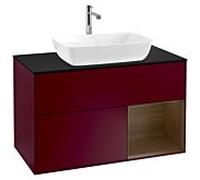 Villeroy und Boch Finion Villeroy und Boch G782GNHB 100cm, plaque de finition noir mat, émotion, étagères Walnut Veneer , Peony Matt