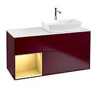 Villeroy und Boch Finion Villeroy und Boch G801HFHB 120cm, plaque de recouvrement blanc mat, Emotion, étagères laqué or mat, Peony Matt