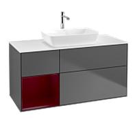 Villeroy und Boch Finion Villeroy und Boch G821HBGK 120cm, couvercle blanc mat, Emotion, étagères Peony laqué mat, anthracite mat
