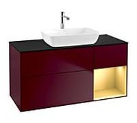 Villeroy & Boch V&B Meuble sous lavabo Finion 120 cm, bleu clair, étagère or laqué, poignée m Quantité:1