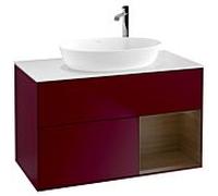 Villeroy und Boch Finion Villeroy und Boch G901GNHB 100cm, plaque de recouvrement blanc mat, emotion, étagères Walnut Veneer , Peony Matt