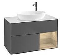 Villeroy & Boch V&B Finion 100 Meuble sous lavabo, éclairage mural, blanc, régulateur Oa ven, anthracite Quantité:1