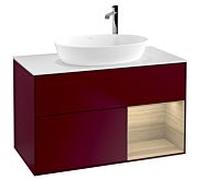 Villeroy und Boch Finion Villeroy und Boch G901PCHB 100cm, plaque de recouvrement blanc mat, emotion, étagères Oak Veneer , Peony Matt