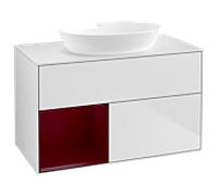 Villeroy und Boch Finion Villeroy und Boch GA11HBMT 100cm, plaque de recouvrement blanc mat, Emotion, étagères Peony laqué mat, laqué blanc mat