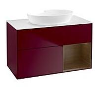 Villeroy et Boch Finion Villeroy et Boch GA21GNHB 100cm, plaque de recouvrement blanc mat, emotion, étagères Walnut Veneer , Peony Matt