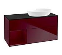 Villeroy et Boch Finion Villeroy et Boch GA42HBHB 120cm, plaque de recouvrement noire mate, Emotion, étagères en laque matte Peony , Peony Matt