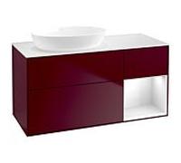 Villeroy und Boch Finion Villeroy und Boch GA51GFHB 120cm, plaque de recouvrement blanc mat, Emotion, étagères Laque blanche brillante, Peony Matt