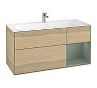 Villeroy und Boch Finion Villeroy und Boch vasque F070GMPC 119,6x59,1 cm, étagère à droite Olive Matt Lacquer , Oak Veneer