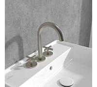 Villeroy und Boch Loop + Friends à trois trous mitigeur lavabo TVZ10600900064 poignée en croix, sans garniture de vidange , nickel brossé noir