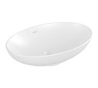 Villeroy und Boch Loop & friends vasque à poser 4A4701RW 56x38cm, ovale, sans banc de robinetterie, sans trop-plein, Stone White C-plus
