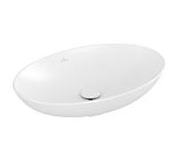 Villeroy und Boch Loop & friends vasque à poser 4A4801RW 62x42cm, ovale, sans banc de robinetterie, sans trop-plein, Stone White C-plus