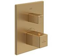 Villeroy und Boch Set de finition Mettlach TVT12600100076 thermostat encastré avec réglage du volume unidirectionnel, or brossé