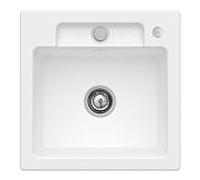 Villeroy und Boch Siluet Évier à chasse d'eau 33452FRW avec garniture de vidage et actionnement excentrique, Stone White