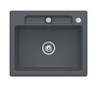 Villeroy und Boch Siluet évier à chasse d'eau 33462Fi4 avec garniture de vidage et actionnement excentrique, graphite