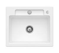 Villeroy und Boch Siluet Évier à chasse d'eau 33462FRW avec garniture de vidage et actionnement excentrique, Stone White