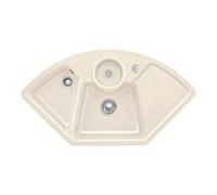 Villeroy und Boch Solo évier d'angle d'angle 670802KR garniture de vidange , actionnement excentrique, restes de cuve, crème