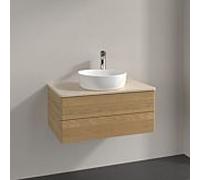 Villeroy und Boch sous-vasque Antao K19053HN 80x36x50cm, trou pour robinet, plan vasque couleur botticino, chêne miel