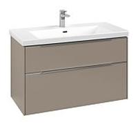 Subway 3.0 Villeroy et Boch vasque C570L0VM 97,3x57,6x47,8cm, avec LED / poignée aluminium brillant, taupe